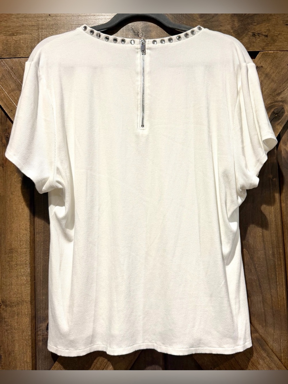 Generation Love White Ribbed Zip Back Rhinestone Top - Picture 13 of 13
